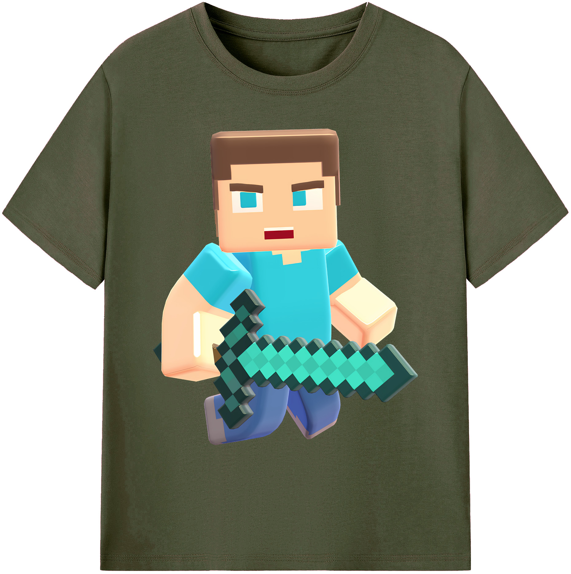 （画像用） マインクラフト ブロックの世界 Minecraft MC Block world 綿100％ メンズ半袖Tシャツ｜肌触りやわらか＆通気性
